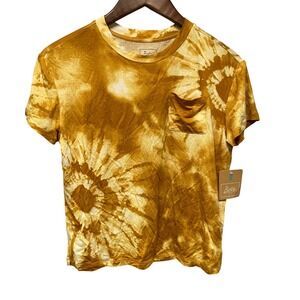 Bixby Nomad Tie Dye Pocket T Shirt Mustard Yellow Size L 12 14 Boxy Streetwear
